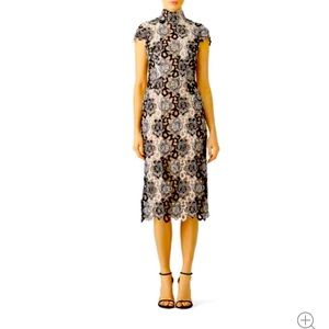 ML Monique Lhuillier Black and White Floral Lace Dress sz 10